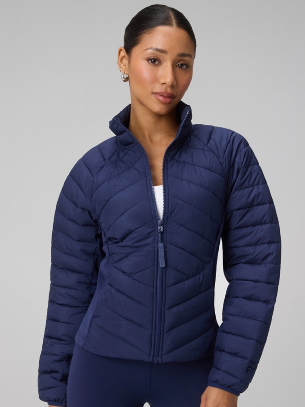 NWOT Fabletics Lightweight Adventure Jacket Navy Packable Quilted Puffer